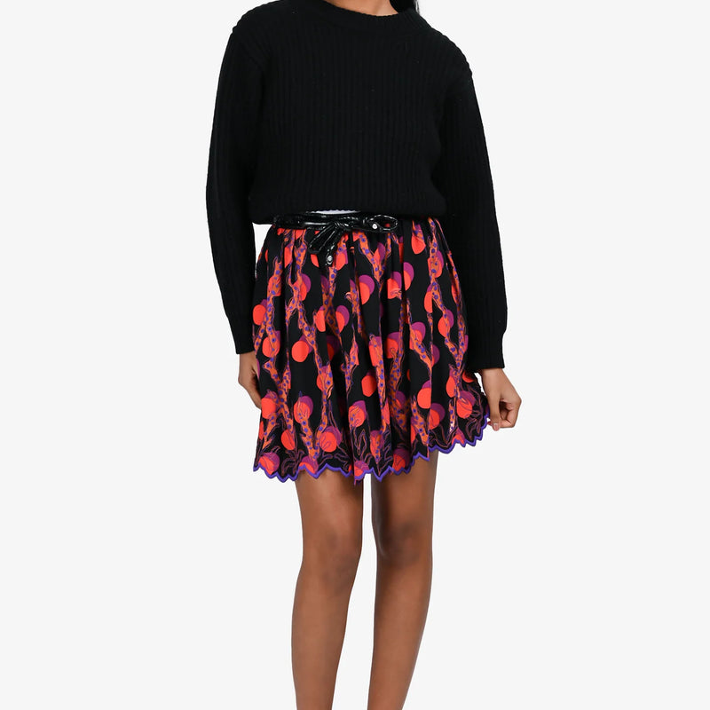 LV Black/Red Top Stitch Mini Skirt Size 36