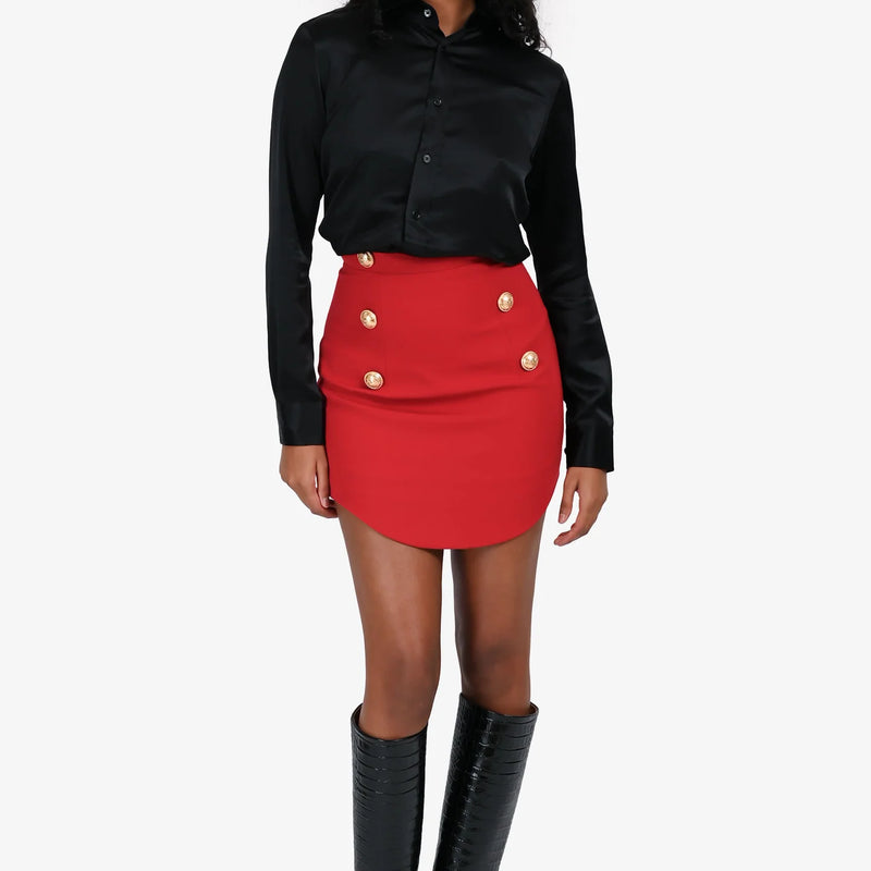 BN Red Gold Button Mini Skirt Size 34