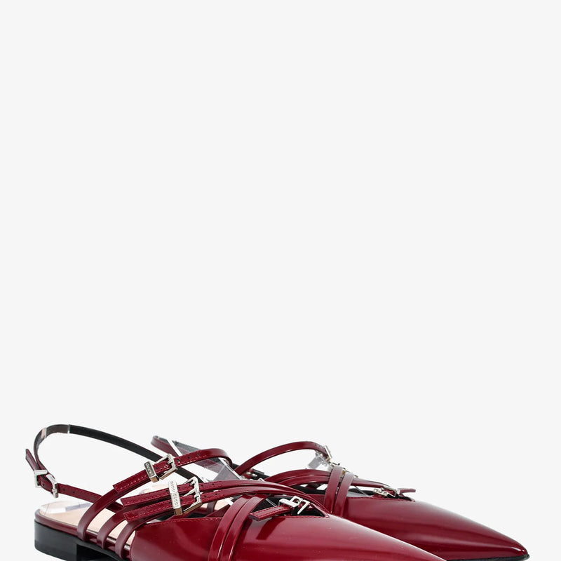 GC Burgundy Leather Slingback Strappy Flats Size 38