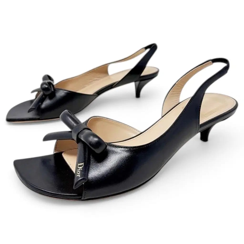 Dior Bow Heeled Slingback Sandals