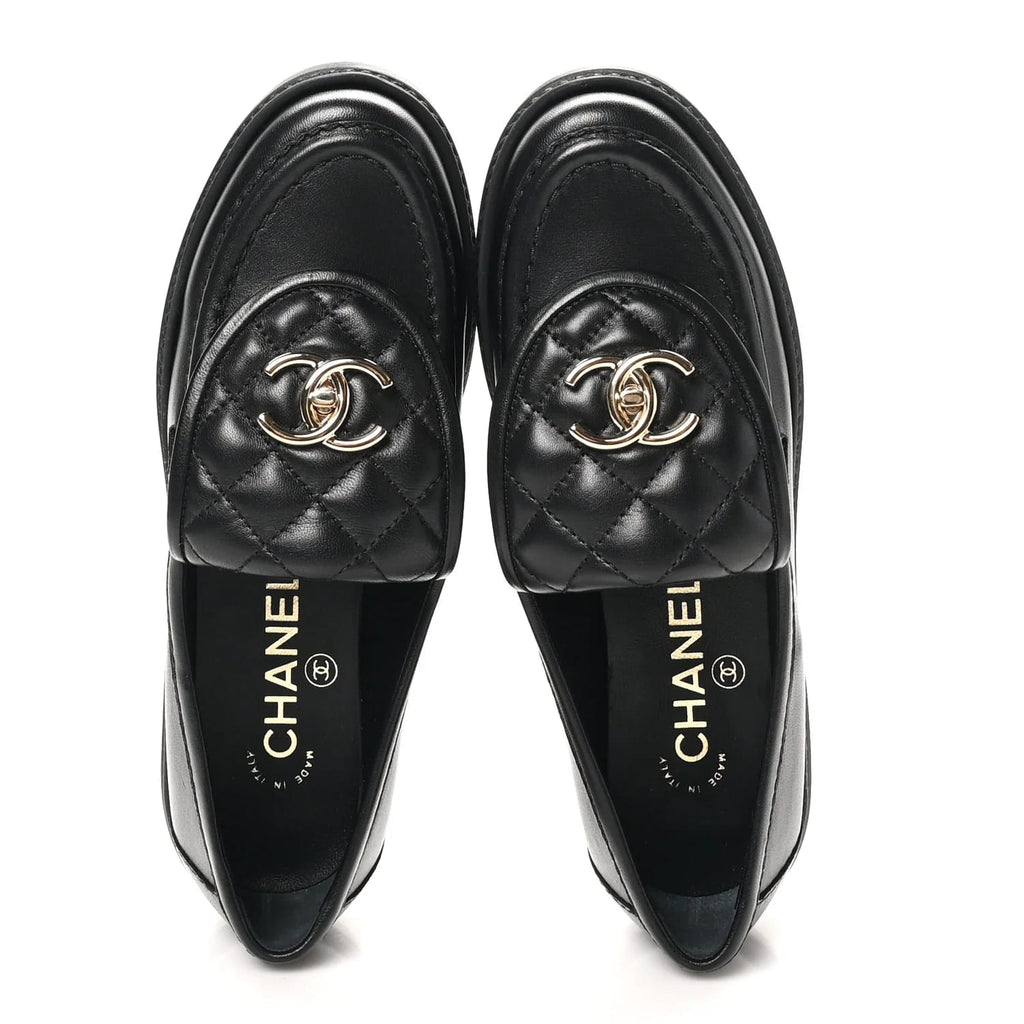 Chanel Lambskin Quilted CC Loafers