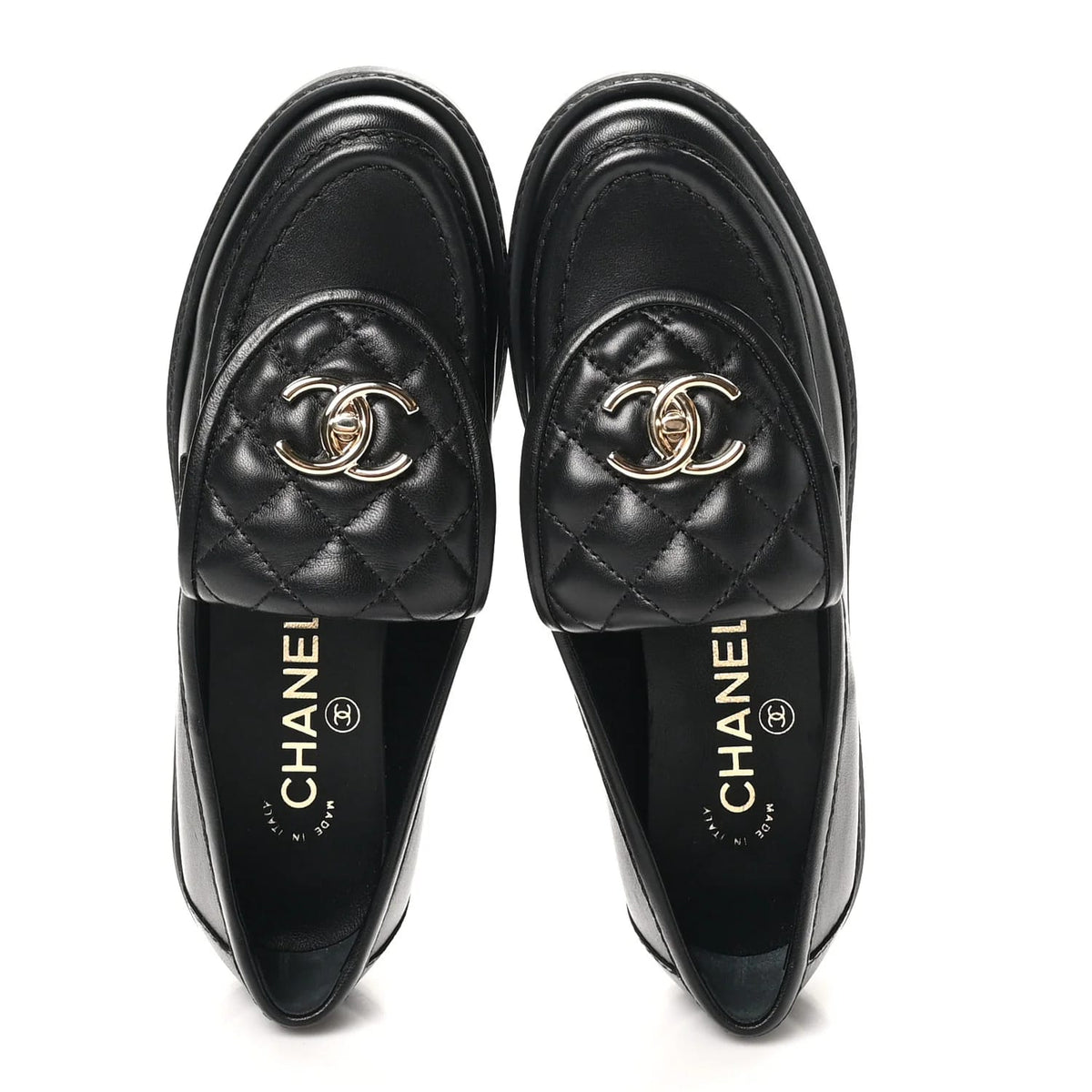 Chanel Lambskin Quilted CC Loafers