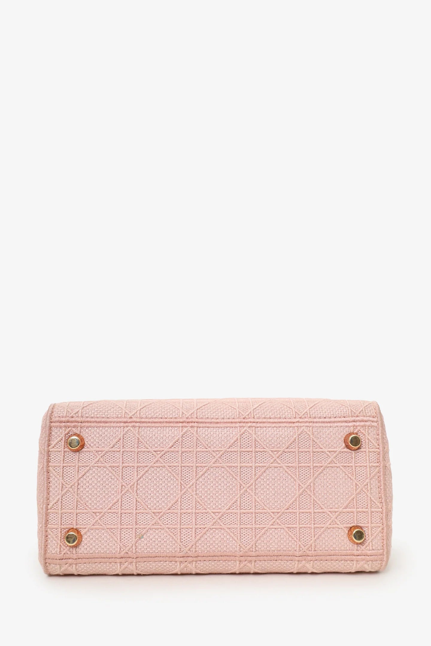 CD 2020 Pink Cannage Embroidered Canvas Medium Lady D-Lite With Strap
