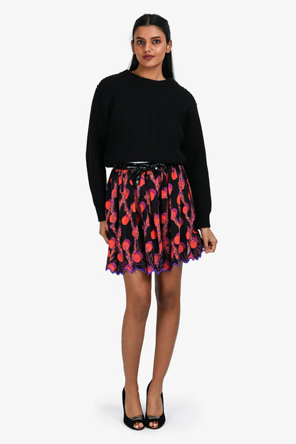 LV Black/Red Top Stitch Mini Skirt Size 36
