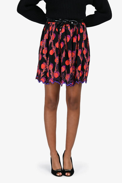 LV Black/Red Top Stitch Mini Skirt Size 36