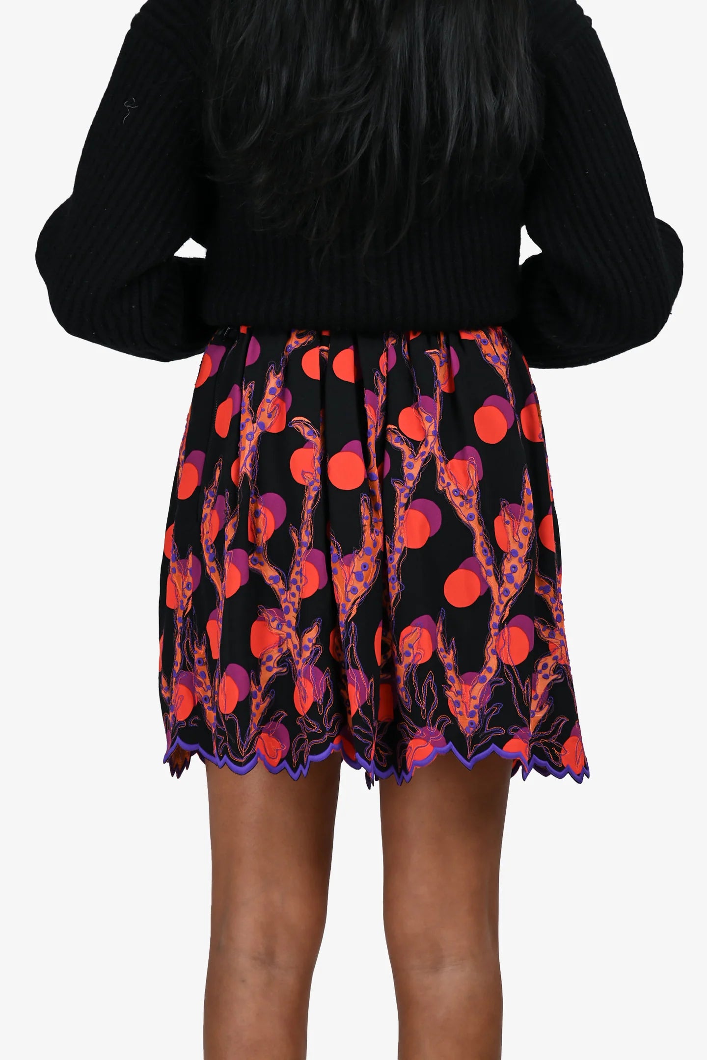 LV Black/Red Top Stitch Mini Skirt Size 36