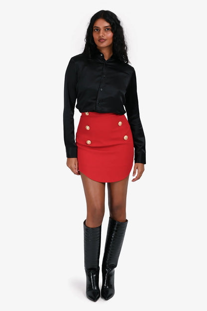 BN Red Gold Button Mini Skirt Size 34