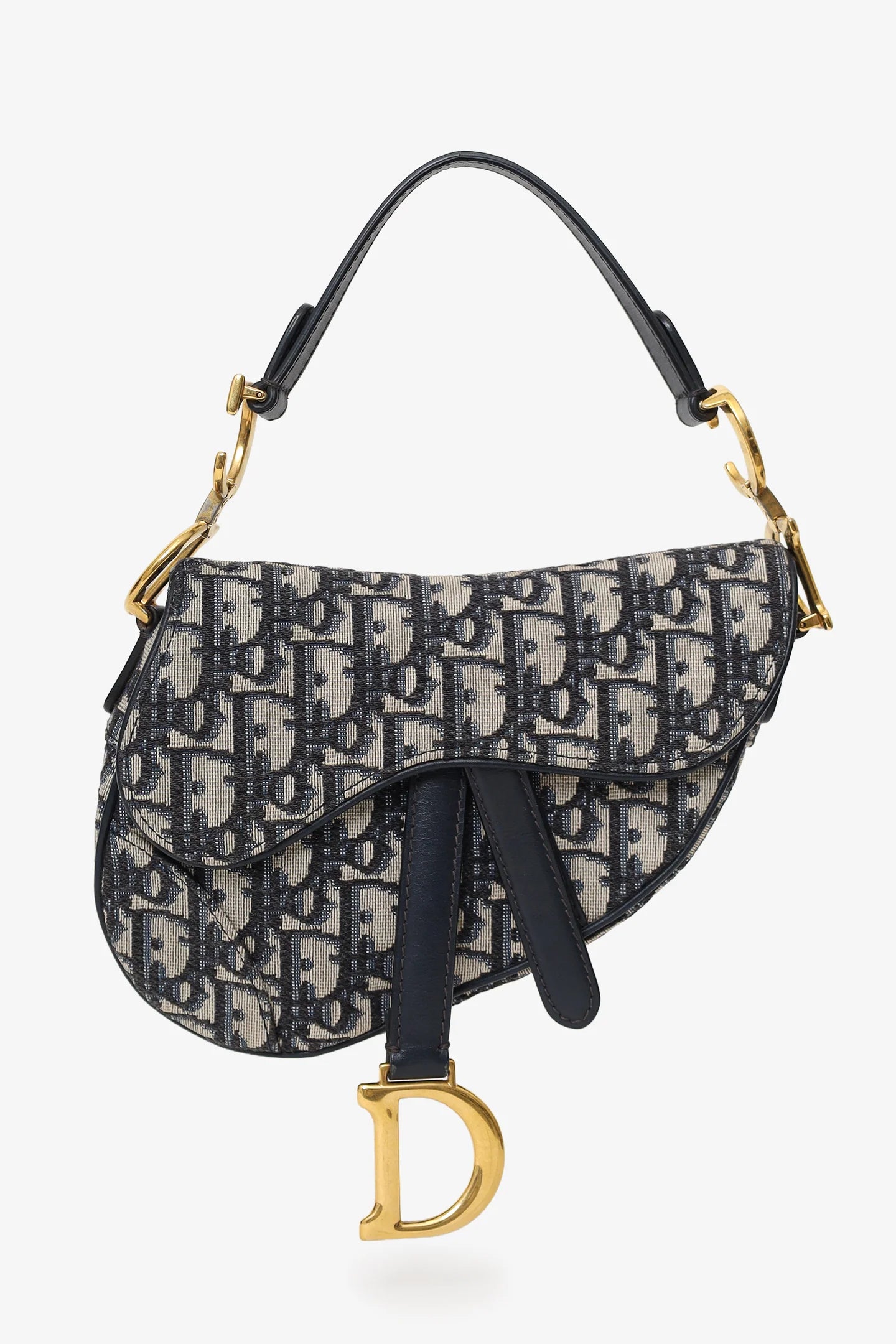 CD 2018 Blue Oblique Jacquard Mini Saddle Bag With Strap