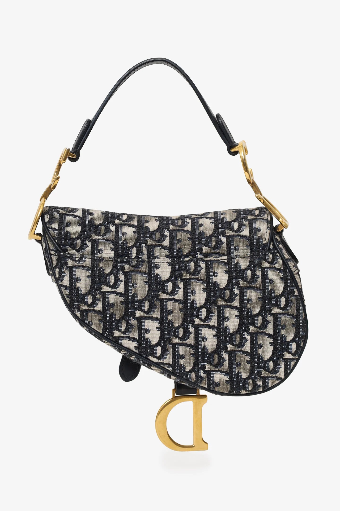 CD 2018 Blue Oblique Jacquard Mini Saddle Bag With Strap