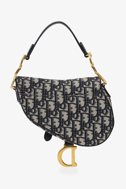 CD 2018 Blue Oblique Jacquard Mini Saddle Bag With Strap