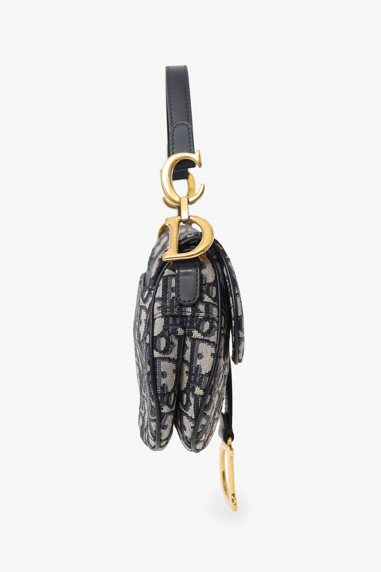 CD 2018 Blue Oblique Jacquard Mini Saddle Bag With Strap