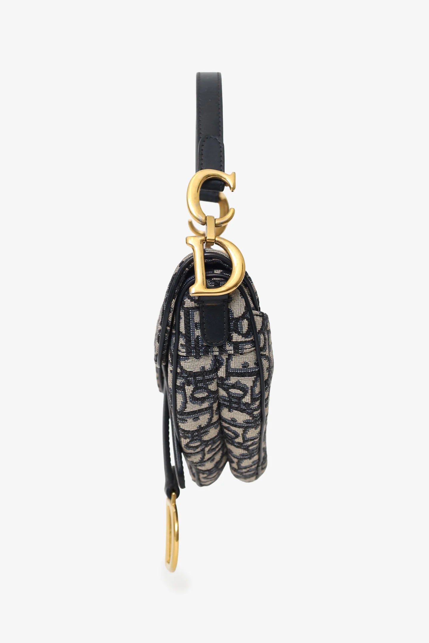 CD 2018 Blue Oblique Jacquard Mini Saddle Bag With Strap