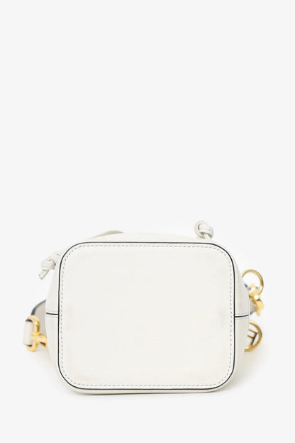 FD White Zucca Print Vinyl/Leather Mon Tresor Mini Bucket Bag