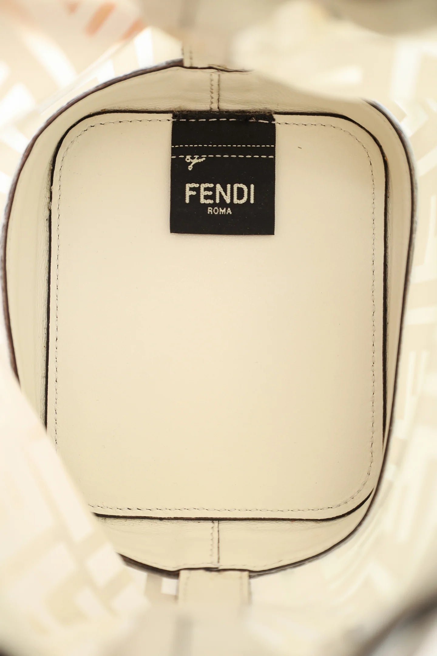 FD White Zucca Print Vinyl/Leather Mon Tresor Mini Bucket Bag