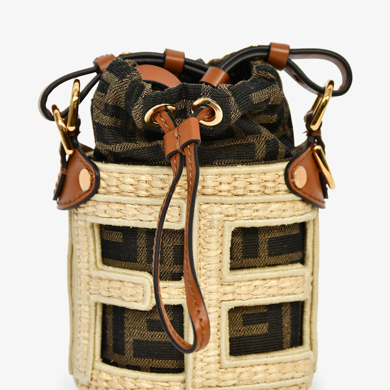 FD Brown/Beige Zucca FF Step Out Nano Bucket Bag