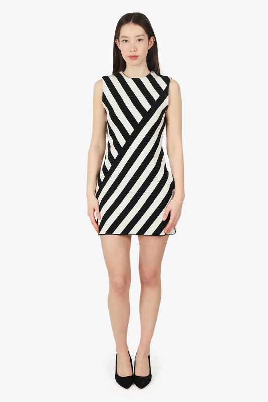 GC Black/White Jacquard Striped Sleeveless Dress Size XS