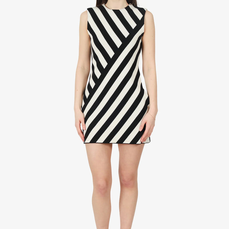 GC Black/White Jacquard Striped Sleeveless Dress Size XS
