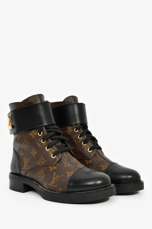 LV Monogram Canvas/Leather 'Wonderland Ranger' LV Twist Boots Size 39