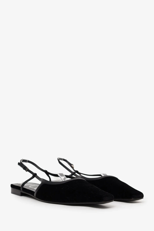GC Black Velvet Slingback Flats Size 40