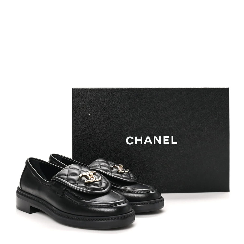 Chanel Lambskin Quilted CC Loafers